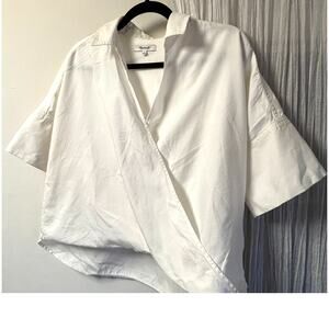 Madewell White Snap-Front Blouse - Flowy, Minimalist Chic (Size M)